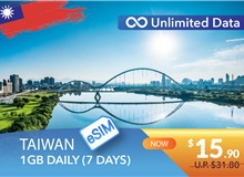 TAIWAN 7 DAYS E-SIM UNLIMITED DATA 1GB HIGH SPEED DAILY