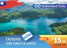 TAIWAN 5 DAYS E-SIM UNLIMITED DATA 2GB HIGH SPEED DAILY