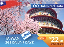 TAIWAN 7 DAYS E-SIM UNLIMITED DATA 2GB HIGH SPEED DAILY