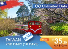 TAIWAN 10 DAYS E-SIM UNLIMITED DATA 2GB HIGH SPEED DAILY