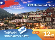 TAIWAN 3 DAYS E-SIM UNLIMITED DATA 3GB HIGH SPEED DAILY