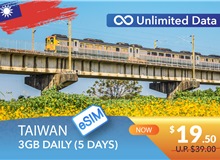 TAIWAN 5 DAYS E-SIM UNLIMITED DATA 3GB HIGH SPEED DAILY