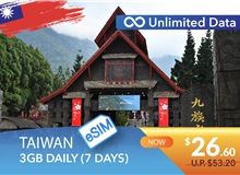 TAIWAN 7 DAYS E-SIM UNLIMITED DATA 3GB HIGH SPEED DAILY