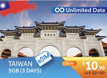 TAIWAN 3 DAYS E-SIM UNLIMITED DATA 5GB HIGH SPEED