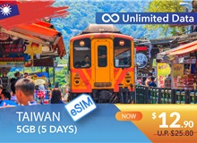 TAIWAN 5 DAYS E-SIM UNLIMITED DATA 5GB HIGH SPEED