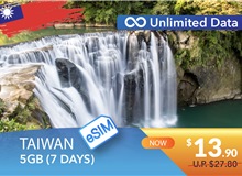 TAIWAN 7 DAYS E-SIM UNLIMITED DATA 5GB HIGH SPEED