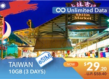 TAIWAN 3 DAYS E-SIM UNLIMITED DATA 10GB HIGH SPEED