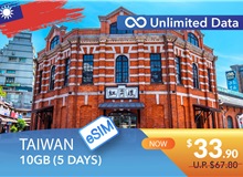 TAIWAN 5 DAYS E-SIM UNLIMITED DATA 10GB HIGH SPEED