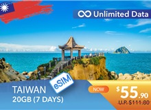 TAIWAN 7 DAYS E-SIM UNLIMITED DATA 20GB HIGH SPEED